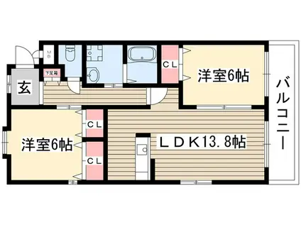 エコトピア上川原(2LDK/2階)の間取り写真
