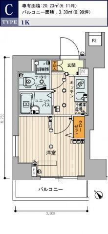 スカイコート田端第3(1K/10階)の間取り写真