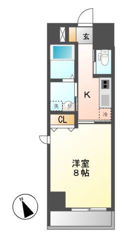 BERG IZUMI(1K/6階)の間取り写真