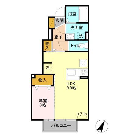 グレイス コート 若草(1LDK/1階)の間取り写真