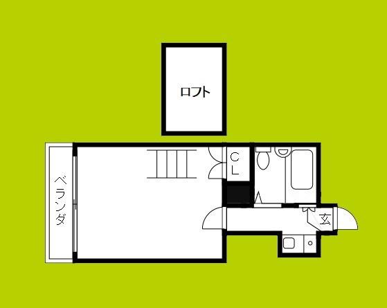 地下鉄今里筋線 井高野駅 徒歩5分 2階建 築34年(1K/1階)の間取り写真