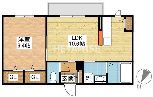 シャーメゾン愛野(1LDK/1階)の間取り写真
