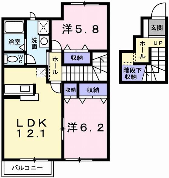 エテルナ・ウエール(2LDK/2階)の間取り写真