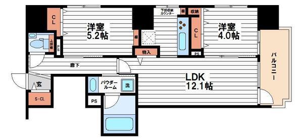 JASPER御堂筋本町(2LDK/9階)の間取り写真