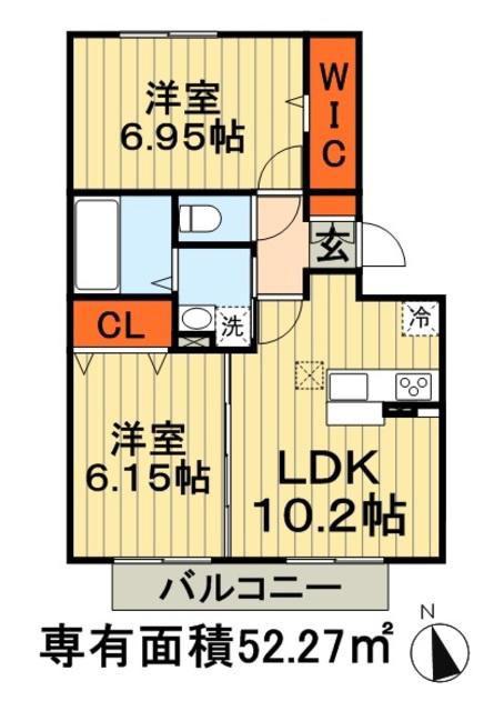 ラファエル(2LDK/2階)の間取り写真