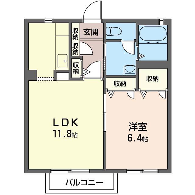 グランヴィーブルD(1LDK/1階)の間取り写真