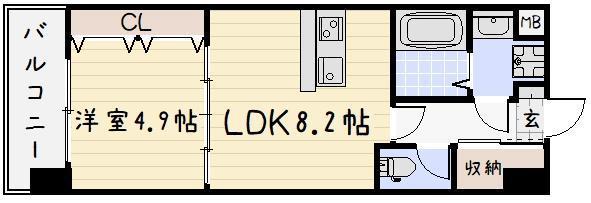 ビクトワール歯大前(1LDK/6階)の間取り写真