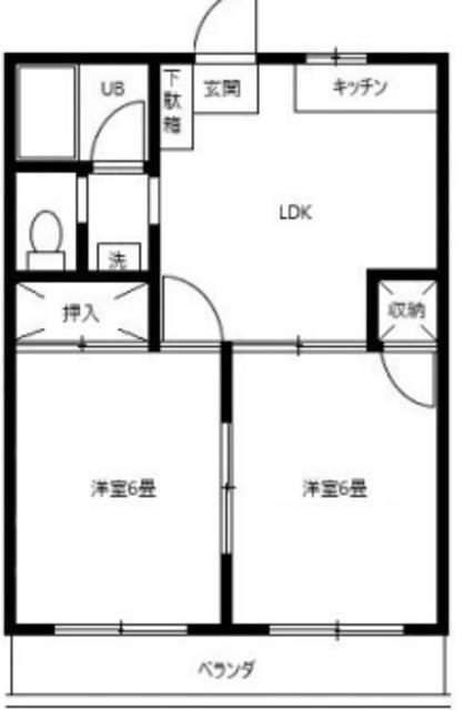 エレガント府中(2LDK/1階)の間取り写真