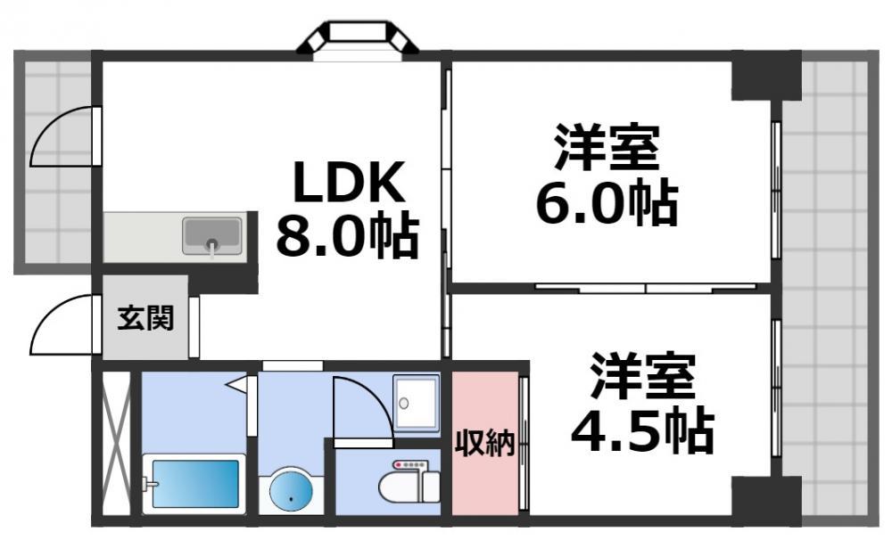 エリットハイツ(2LDK/2階)の間取り写真