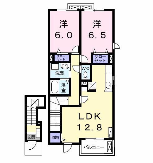 UH六番町 II(2LDK/2階)の間取り写真