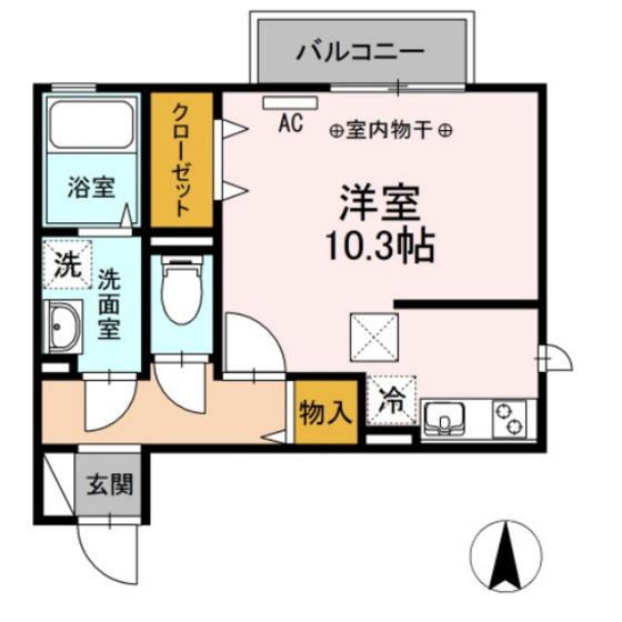 グレイスハイム(ワンルーム/2階)の間取り写真
