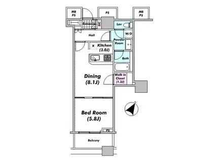 THE TOKYO TOWERS MIDTOWER(1DK/29階)の間取り写真