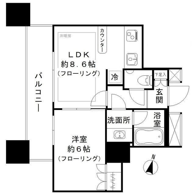 カテリーナ三田タワースイート イーストアークカテリーナミタタワースイ(1LDK/10階)の間取り写真