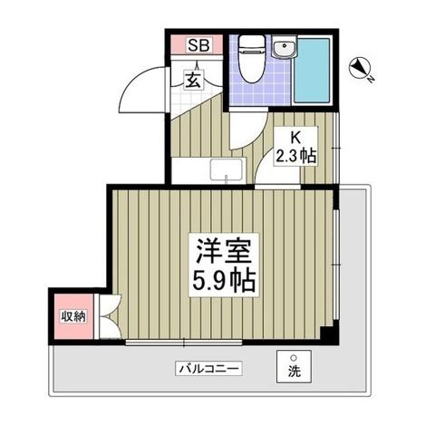 ドアーズ立川(1K/3階)の間取り写真