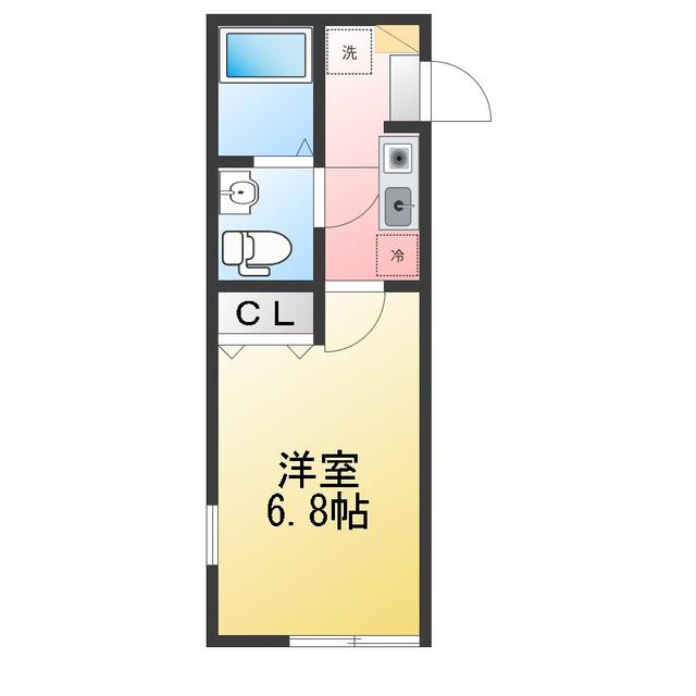 富岡西4丁目アパート(1K/1階)の間取り写真