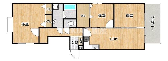 エフアール西田辺(3LDK/1階)の間取り写真
