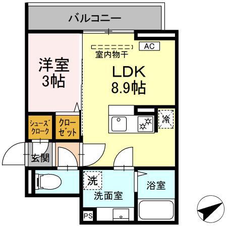 ウィステリア(1LDK/3階)の間取り写真