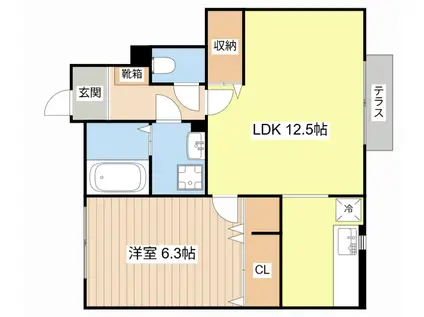 メゾンド北野(1LDK/1階)の間取り写真