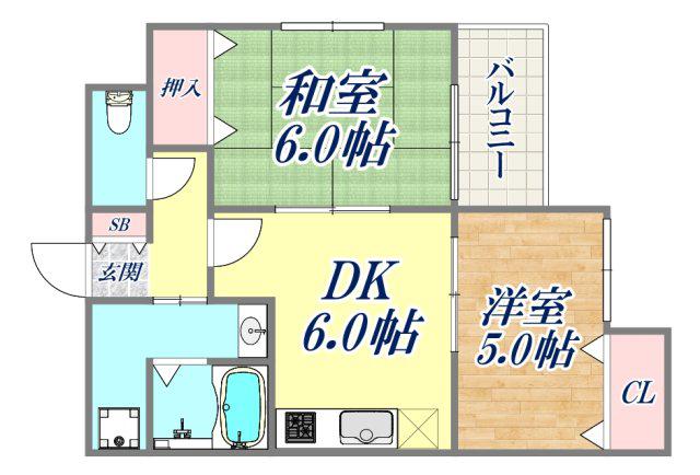 金栄ビル東館(2DK/3階)の間取り写真