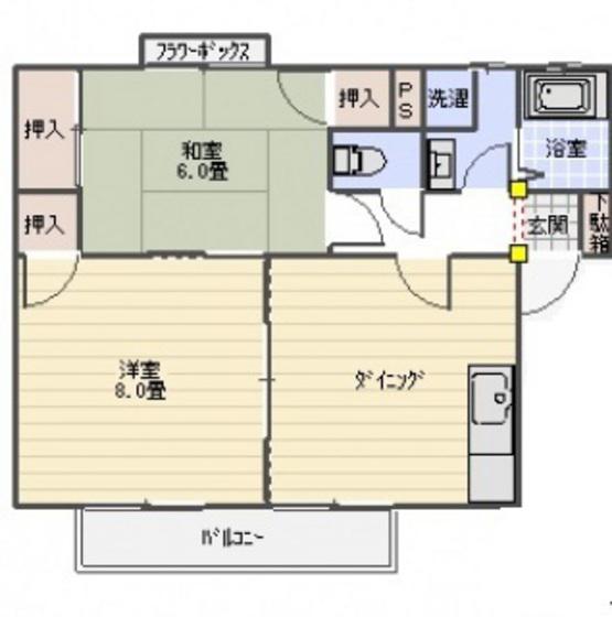 サンライズ矢賀A棟(2DK/2階)の間取り写真