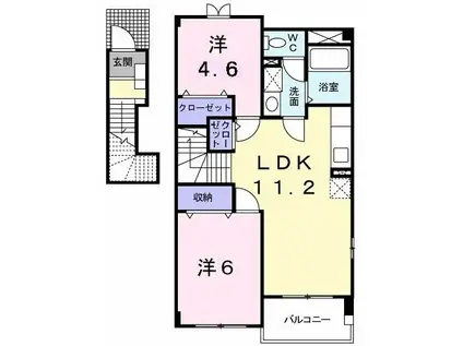 エトワール・バーグB(2LDK/2階)の間取り写真