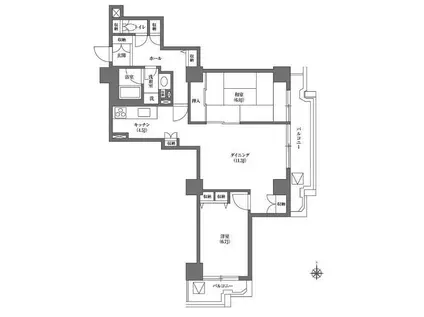 文京グリーンコート ビュータワー本駒込B(2LDK/4階)の間取り写真