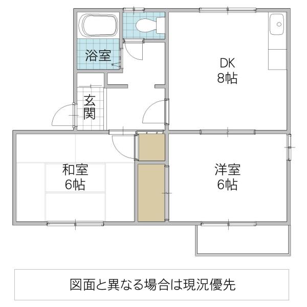 サバーブB(2DK/1階)の間取り写真