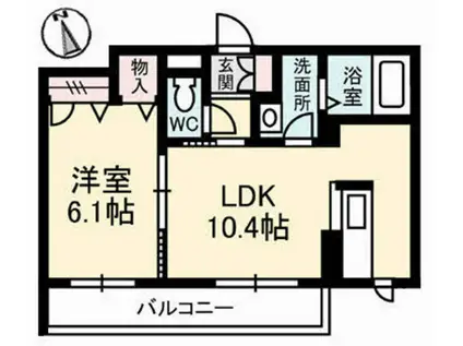 ソレイユコート神田町(1LDK/2階)の間取り写真