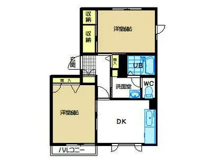 ベルデ ディアスI(2DK/2階)の間取り写真