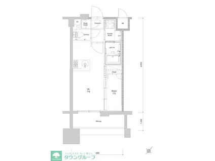 エンクレスト天神PORT(1LDK/2階)の間取り写真