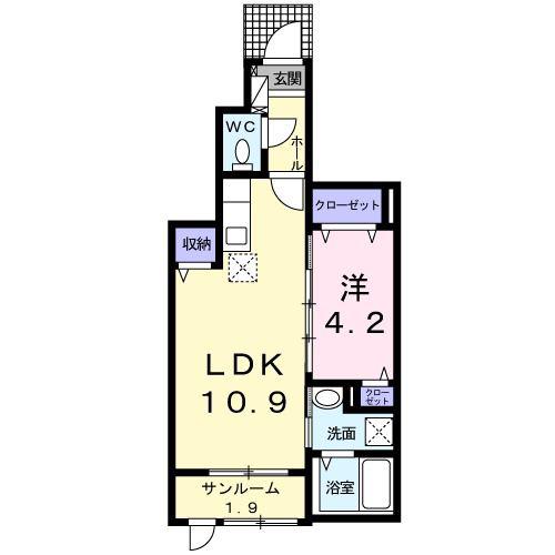 カルチェストルッツォ(1LDK/1階)の間取り写真