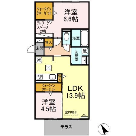 メルヴェイユ佐古木(2LDK/1階)の間取り写真
