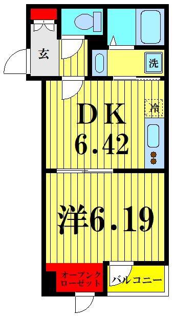 アンベリール北小岩(1DK/4階)の間取り写真