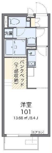 ミランダアルブルS(ワンルーム/1階)の間取り写真