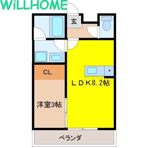 エクストリーム西小二里(1LDK/2階)の間取り写真