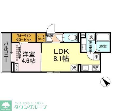 D PAINA西寺尾(1LDK/3階)の間取り写真
