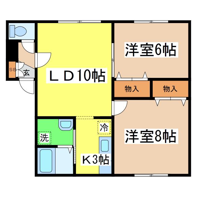 ハイツクレール(2LDK/1階)の間取り写真