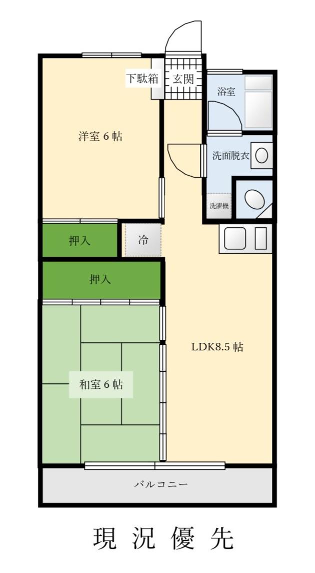 ゴールデンハイツ岩谷(2LDK/1階)の間取り写真