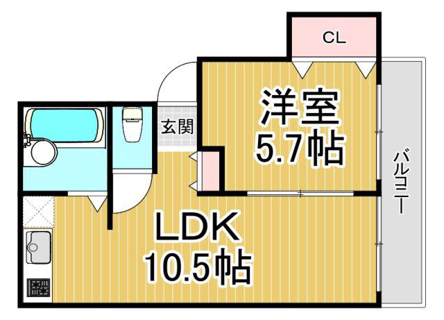 ハイツ77(1LDK/2階)の間取り写真