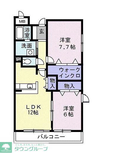 グラン・シャンミリュー(2LDK/2階)の間取り写真