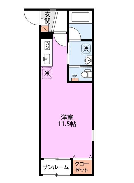 シュエットブラン寺尾(ワンルーム/1階)の間取り写真