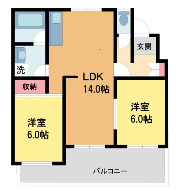 清和台ハイツ(3LDK/2階)の間取り写真