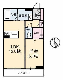 グランベレオ西新涯(1LDK/1階)の間取り写真