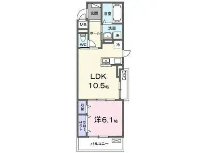 ブライトリーフ(1LDK/2階)の間取り写真