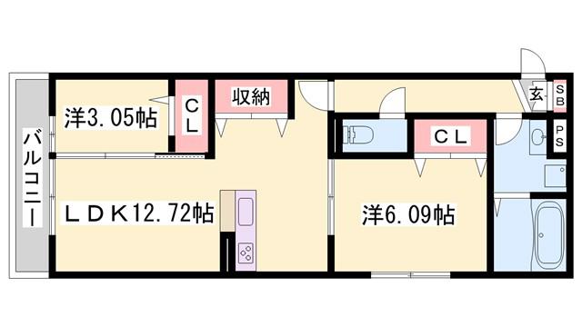 クレール林崎(2LDK/3階)の間取り写真