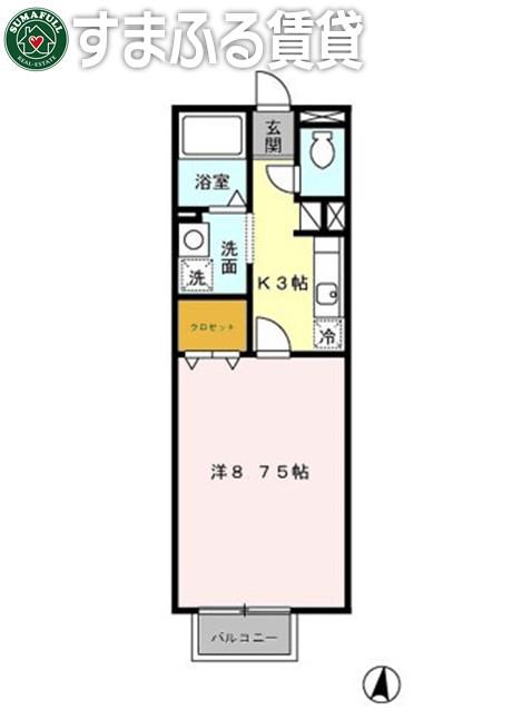 シャルマンA(1K/2階)の間取り写真