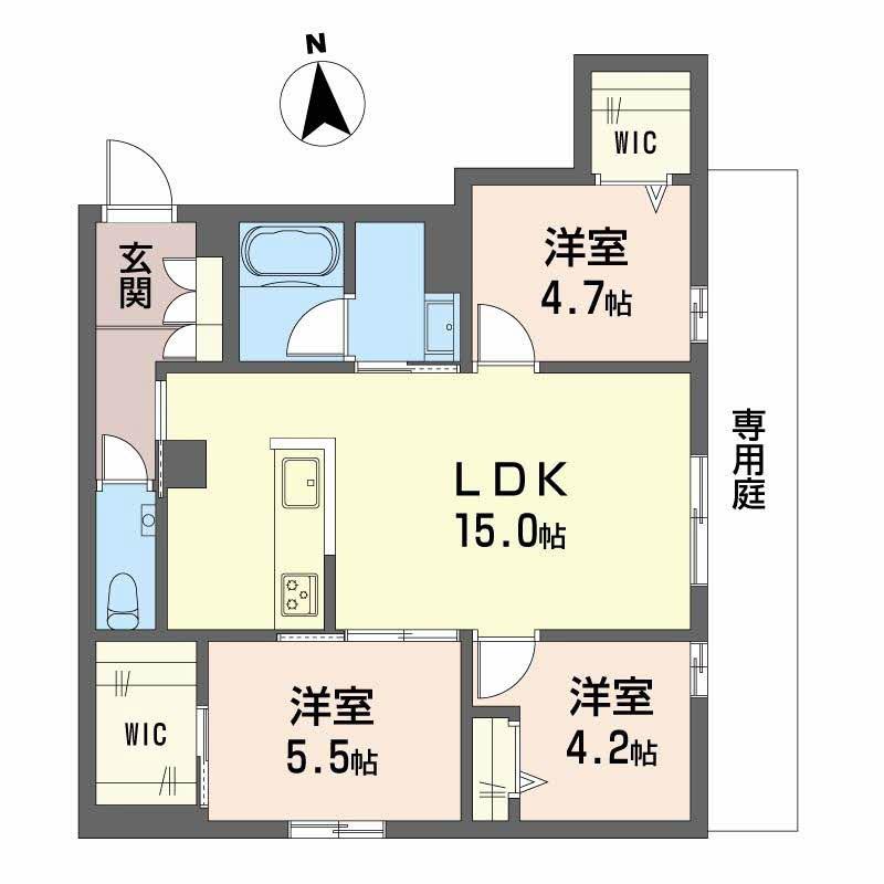 シャーメゾンLUCIE(3LDK/1階)の間取り写真