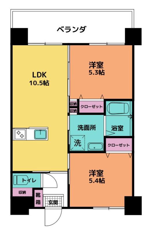 ESAN TERRACE与那原(2LDK/2階)の間取り写真