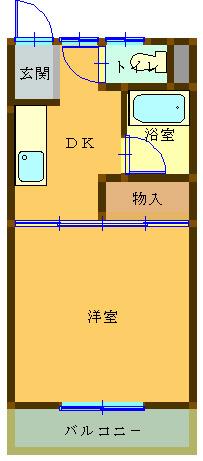 ドリームハイツ1号棟(1DK/1階)の間取り写真