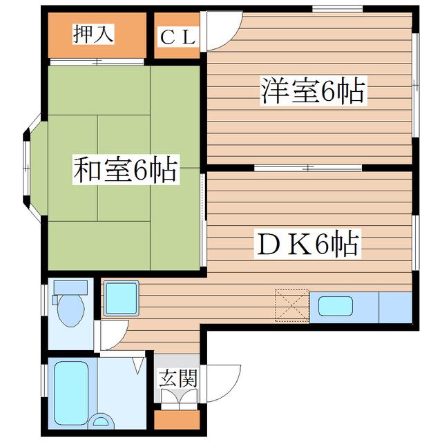 ドルフ川平(2DK/1階)の間取り写真